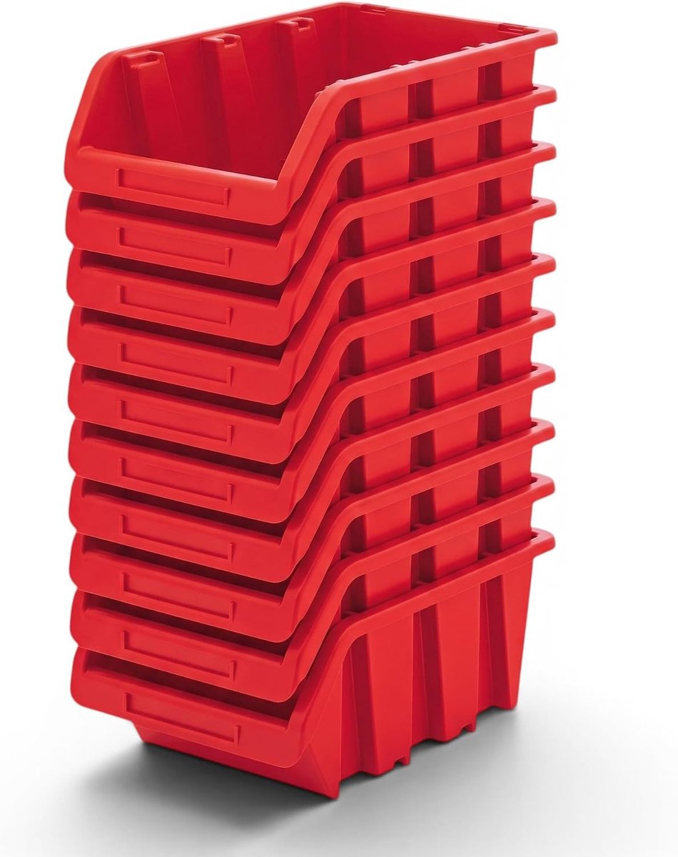 Stapelbare Werkplaatsbakken met Open 115x80mm Rood, set van 10