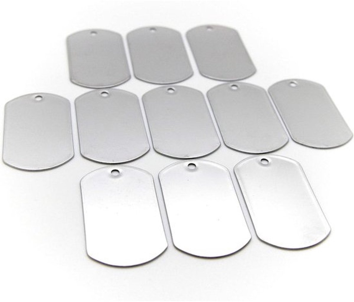 Hond Penningen - Identificatie Tags - Huisdier Identificatie - Militaire Stijl - 100 Stuks - Blank Staal