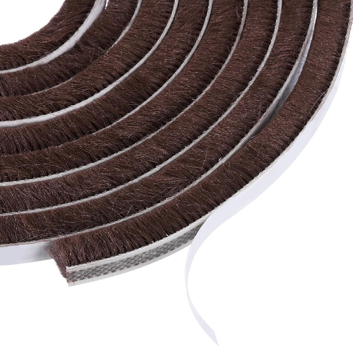 Stapel weerstrippen, zelfklevende weerstrippende borstel, pluizige deur weerafdichtingsstrip, isolatie voor raamdeurframe, bruin (4,9 m x 3/8 "Bx3/8 "H)