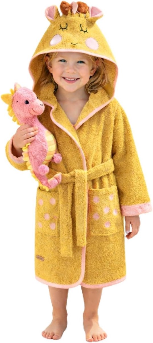 Badjas Kinderen Jongen Meisjes, Turkse Katoenen Handdoek, Dier, Met Capuchon, (0-14 Jaar), Superzacht, Absorberend, Comfortabel, Dik