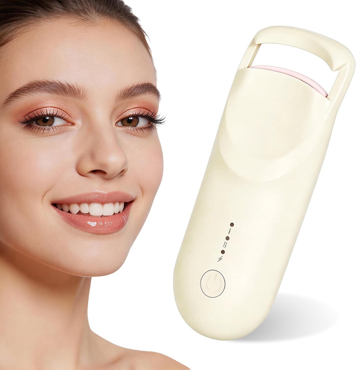VHV-Elektrische wimperkruller - Verwarmd - Compact - 2 warmtestanden - Zachte siliconen pad - Anti-verbranding - Langdurige krul - USB -11cm - Abrikoos