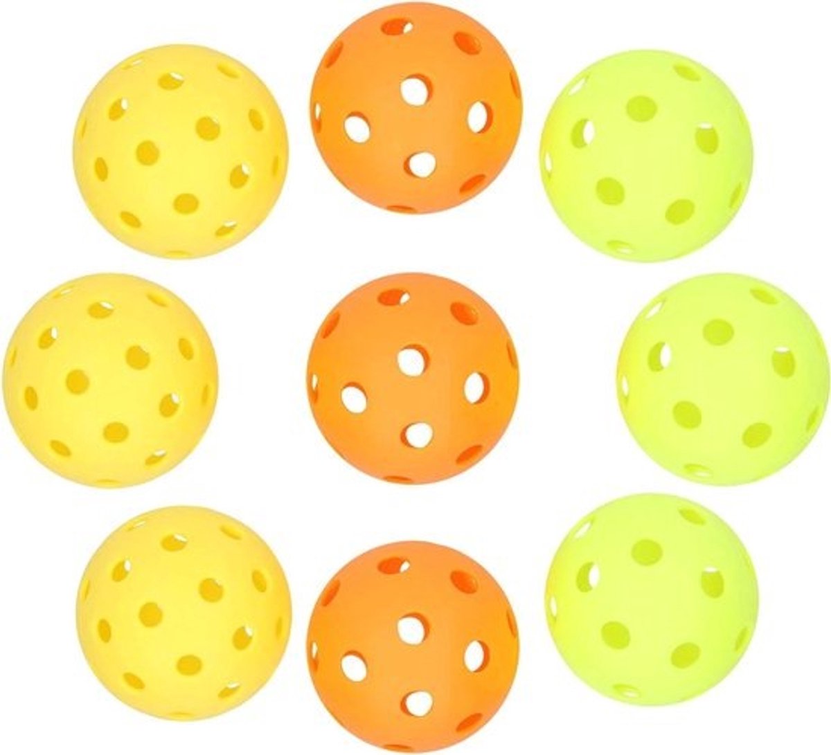 Pickleball Ballen - Oefenballen Augurkballen - Sporten Buiten - Consistente Vliegstabiliteit - 72 mm Diameter - Geel Oranje