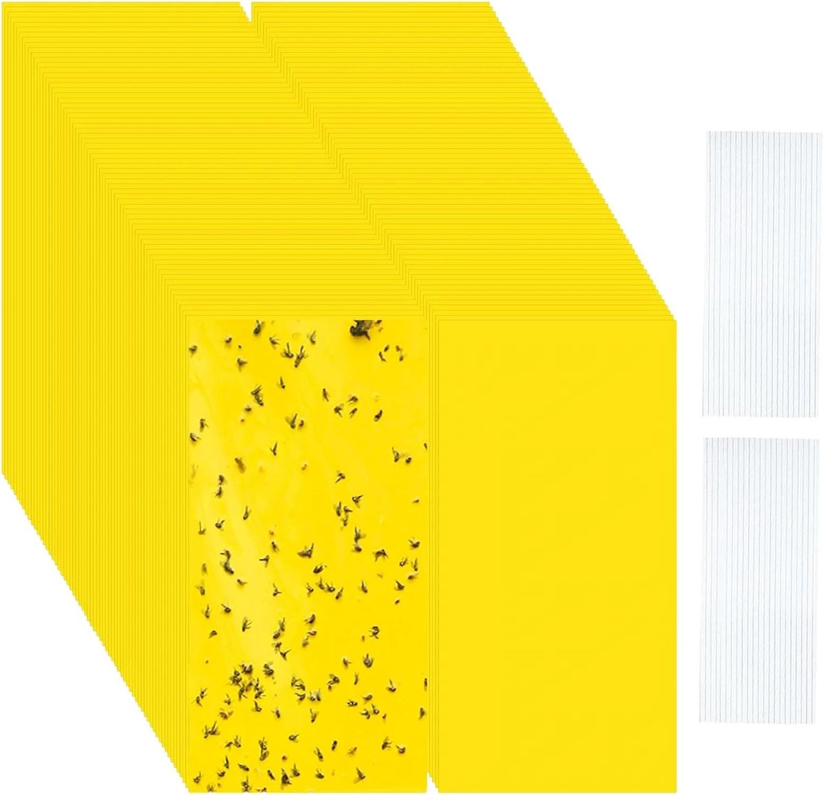70 stuks gele borden rouwmuggen, gele stickers, dubbelzijdige rouwmuggen bestrijden, 20 × 10 cm, fruitvliegenval, hoge efficiëntie voor kas, binnen, fruittuin, boerderij, tuin
