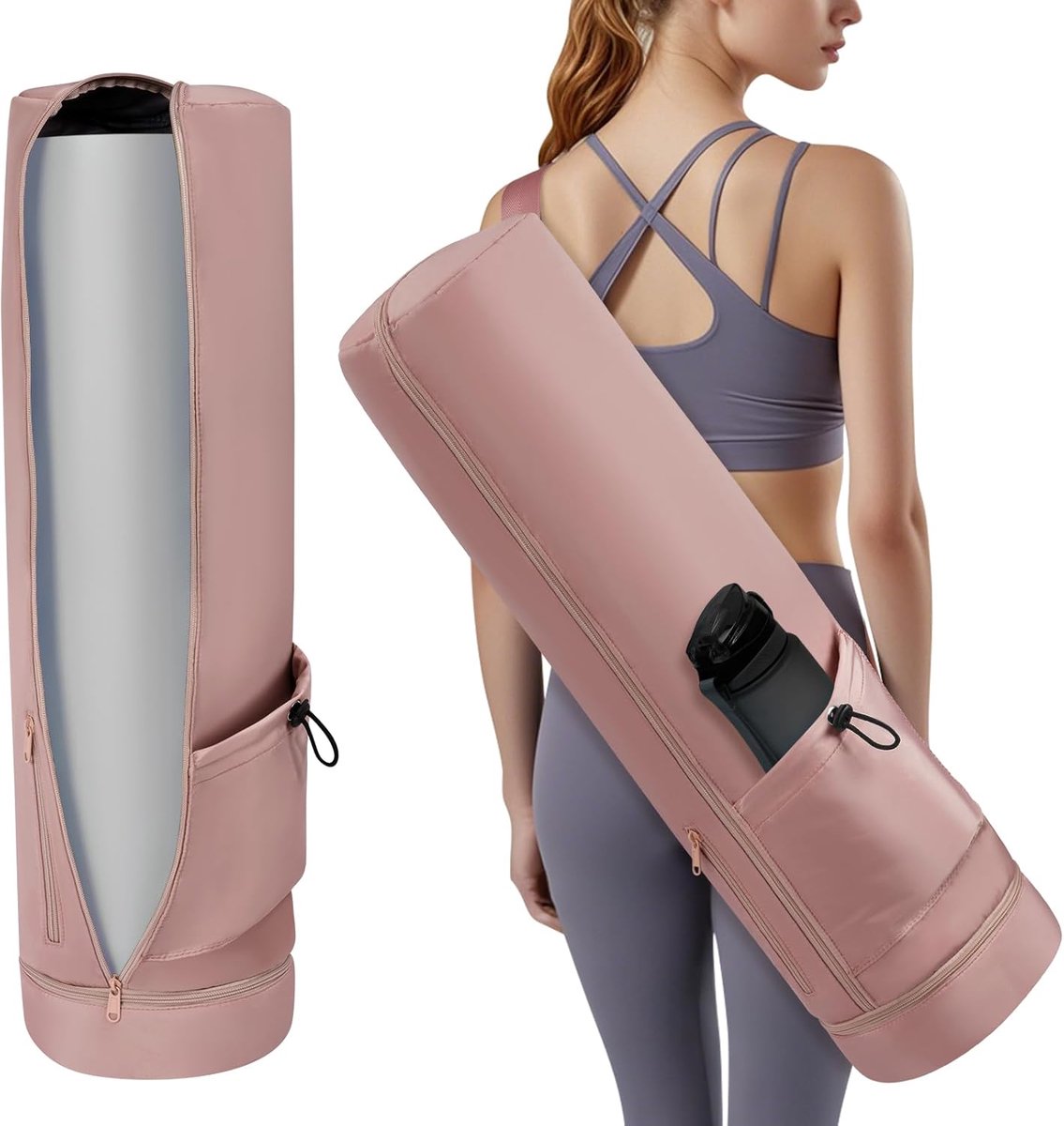 Dailygoods- Yogatas waterdicht - Sporttas dames - Verstelbare schouderriem - Vak voor nat - Flessenvak - 75 x 19 cm