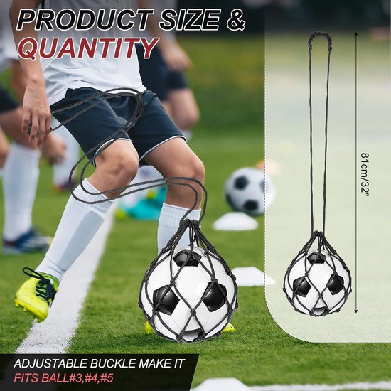 Voetbalnet, net voor voetbaltraining, accessoires voor terugkeeroefeningen voor balmaten (3, 4, 5), zwart — afbeelding 2