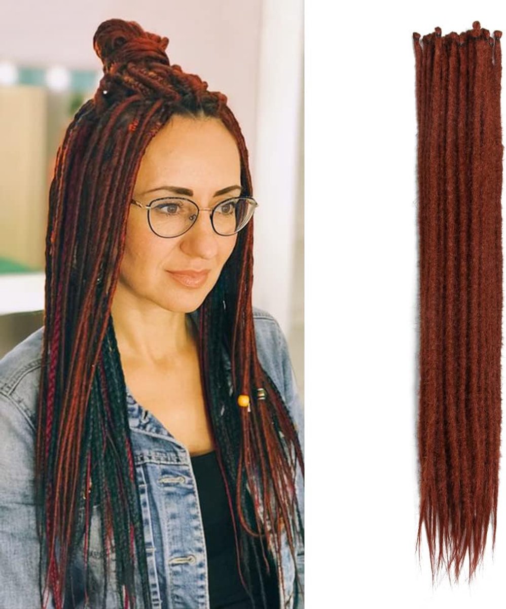 0,6 cm Synthetische Dreadlock Extensions Handgemaakte 20 Inch 20 Strengen Gehaakt Haar Lange Gehaakte Vlechten Hip-Hop Stijl Zachte Dreads Haarextensies, 350#