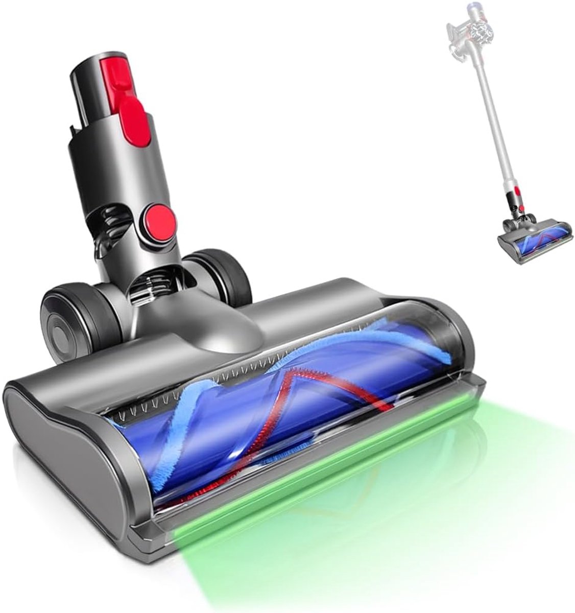 Borstelonderdelen met stofdetectie, compatibel voor Dyson stofzuigers V7, V8, V10, V11, V15, SV10, SV11, SV16, accessoires voor tapijten en harde vloeren, vloerzuigmonden