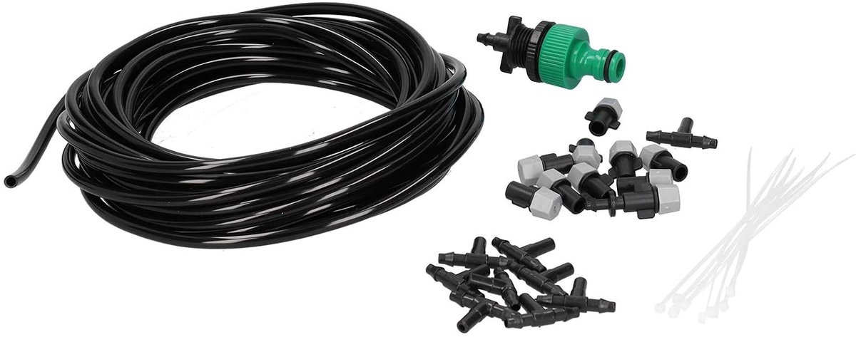 Lyrlody Tuinirrigatie Mistkit, 10 m, Outdoor Mistgenerator Koelirrigatiesysteem voor Patio en Broeikassen