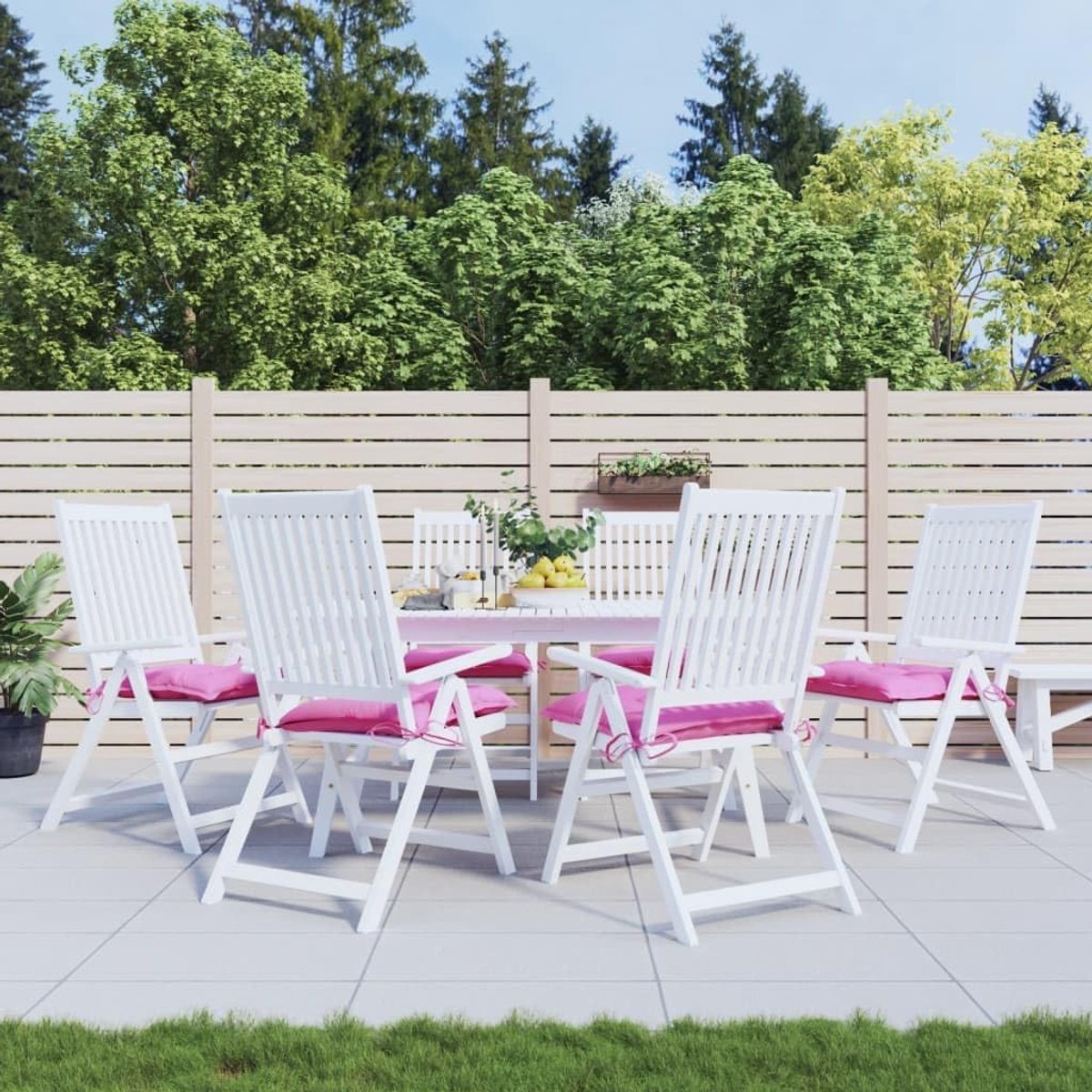 Stoelkussen 6 stuks roze 40x40x7 cm stof zitkussen tuinmeubelbekleding outdoor indoor kruk zitkussen antislip duurzaam waterdicht