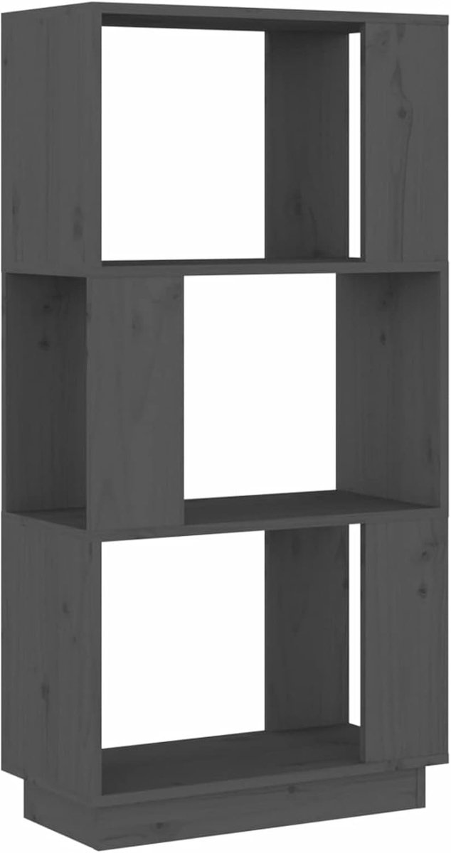 Boekenkast, Boekenplank, Boekenrek, Staand Rek, Archiefrek, Wandrek, Ruimteverdeler, Kantoorrek, Multifunctioneel Rek, 51 x 25 x 101 cm, Massief Grenen, Grijs