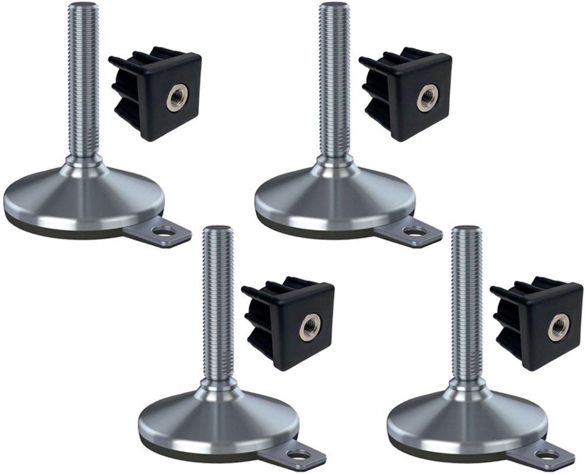 Voet 20x100x105mm, pad & bevestigingsgat+inzetstukken 40x40x2.0mm -Set van 4