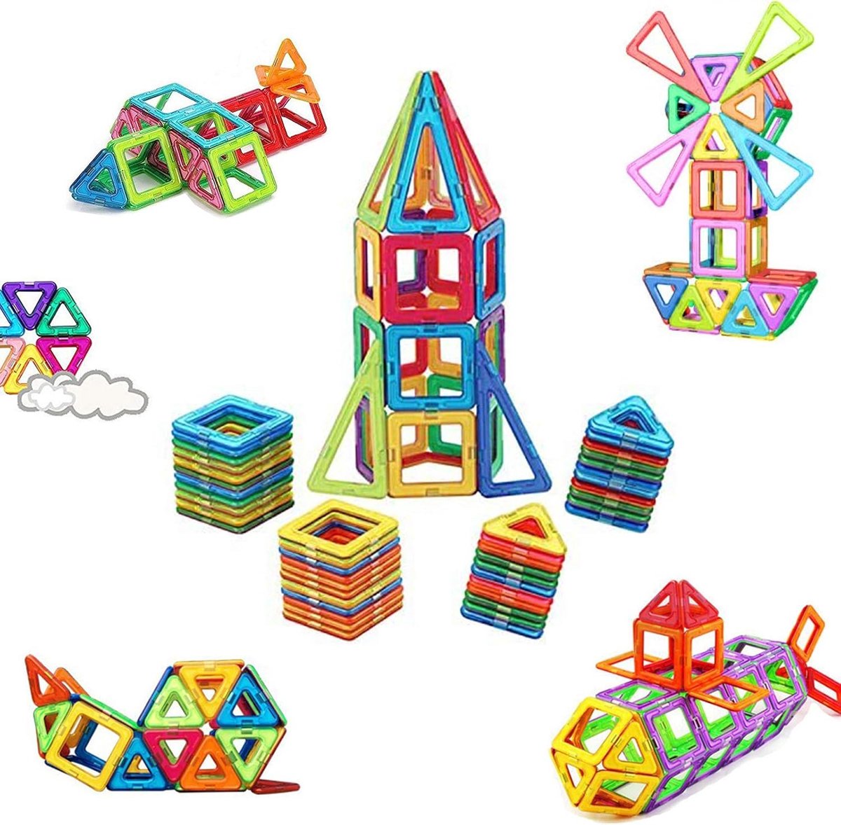 magnetische bouwstenen, magneetblokken set, magnetisch speelgoed voor kinderen, regenboog magnetische tegels educatieve set voor kinderen (80 stuks)