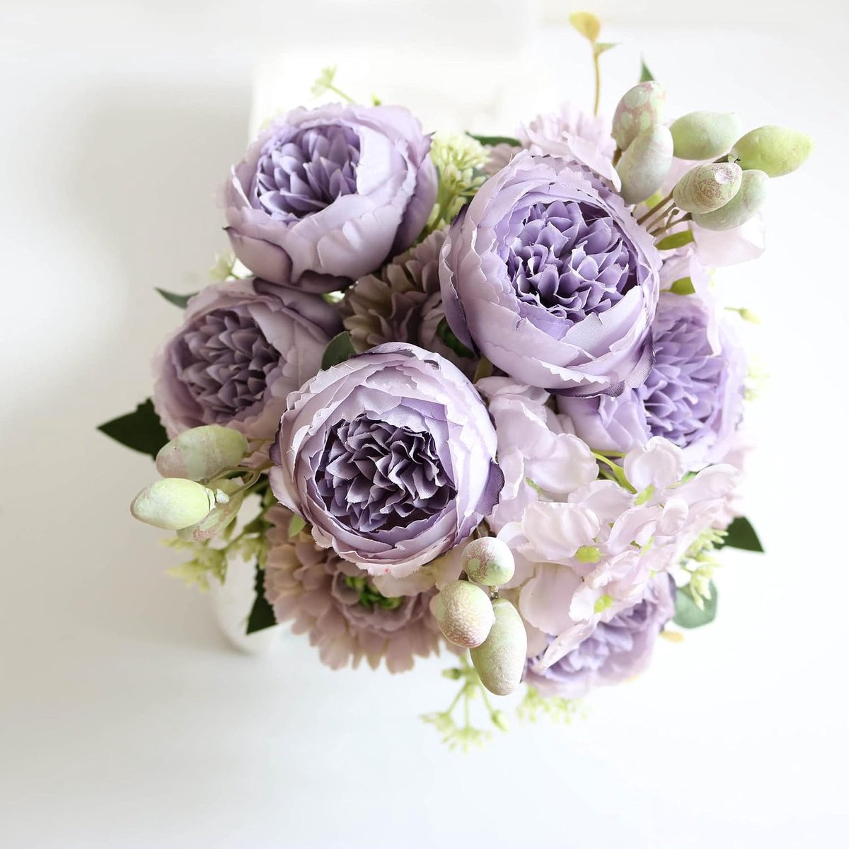 nepbloemen 30cm Rose Pink Silk Peony Artificial Flowers Bouquet 5 Groot Hoofd en 4 Bud Goedkope nep bloemen for thuis bruiloft decoratie binnen kunstbloem (Color : C purple)