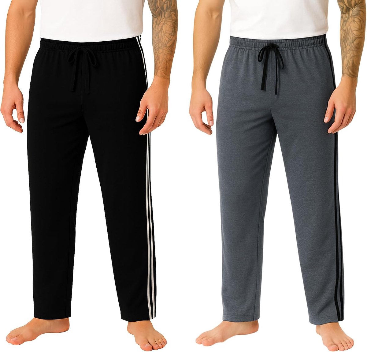Heren Lounge Wear Broek Nachtkleding 2 Pack Pyjama Bottoms Nachtkleding Elastische Taille Gestreept Jogging Casual Gym Lichtgewicht Loungewear heren lounge broek S-3XL