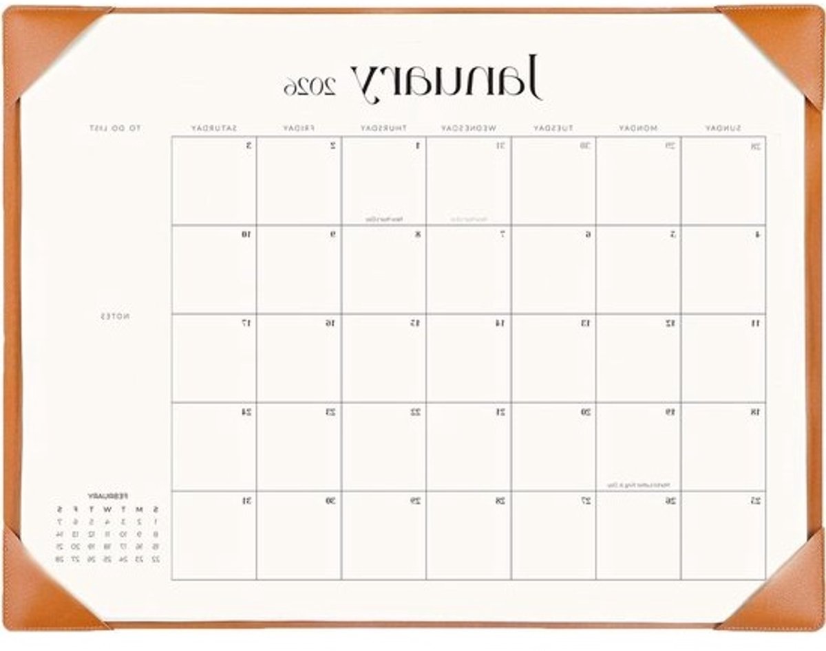 Bureaukalender met Bureaumat - Desktop Kalender - Kantoor Organisatie - Ingebouwde Productiviteitshub - 55.9 x 43.2 cm - Niet gespecificeerd