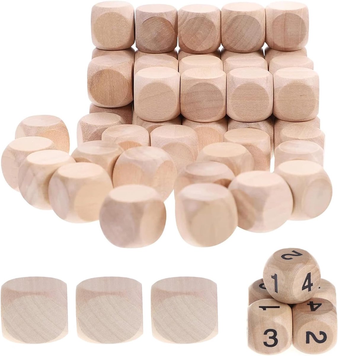 dobbelstenen, blanco, 40 stuks, 20 mm, om te knutselen voor bord- en kaartspellen, doe-het-zelf speeldobbelstenen, rekwisieten