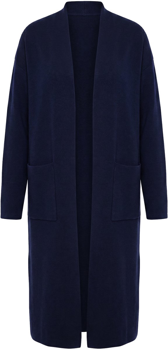 Ulla Popken - Dames - Lang vest oversized zonder sluiting lange mouwen - Marine - Maat 46+