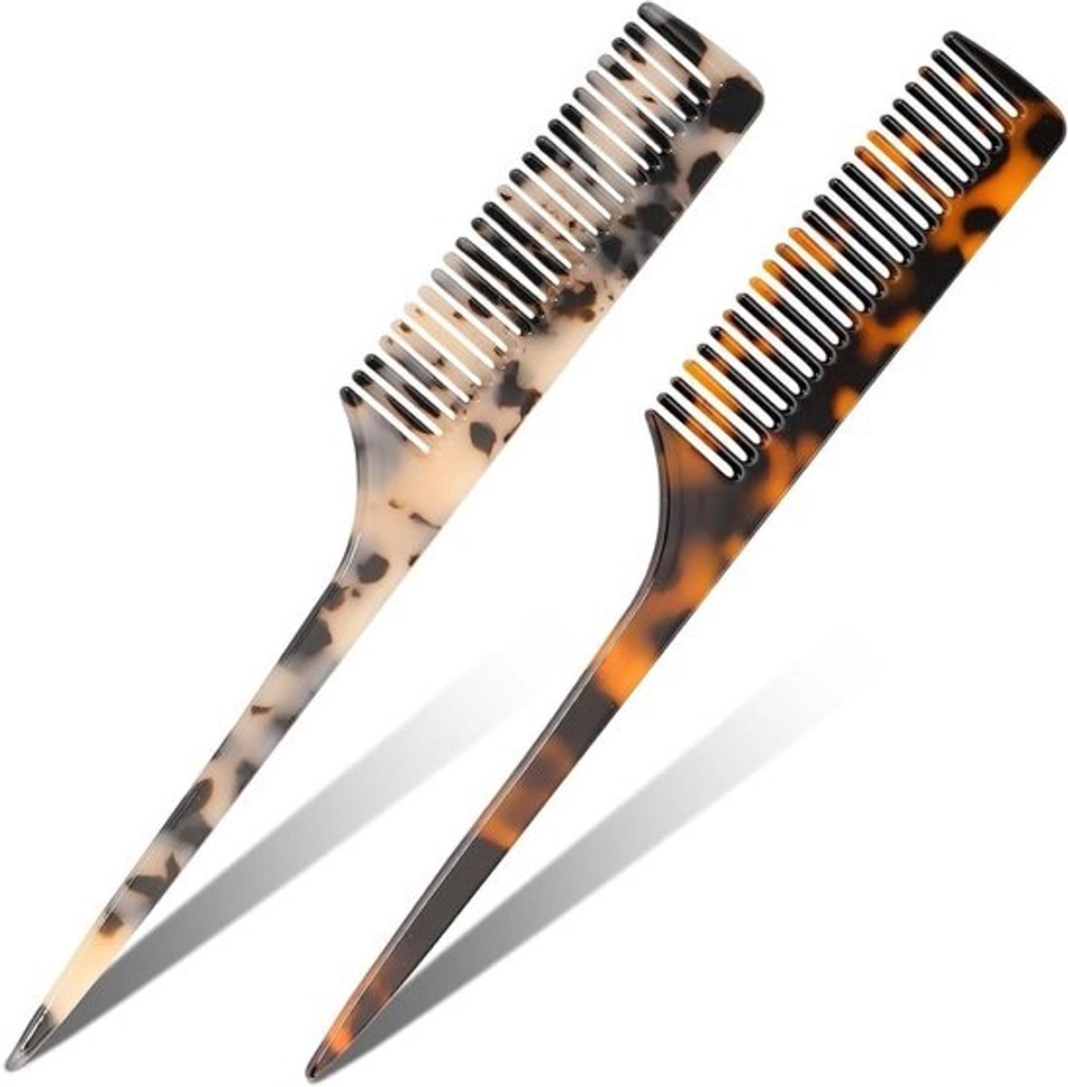 Set Steelkammen - Haarstyling Gereedschap - Haar Verdelen - Antistatisch Celluloseacetaat - 19 cm - Gedessineerd