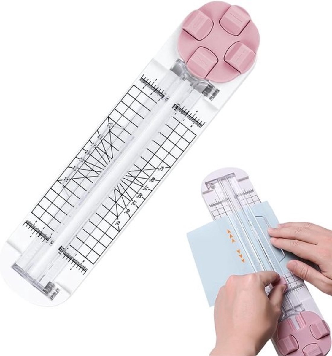 Papiersnijder Rolmes - Snijapparaat Rol - Papier Snijden - 4-in-1 Multihoek - 355 cm - Roze