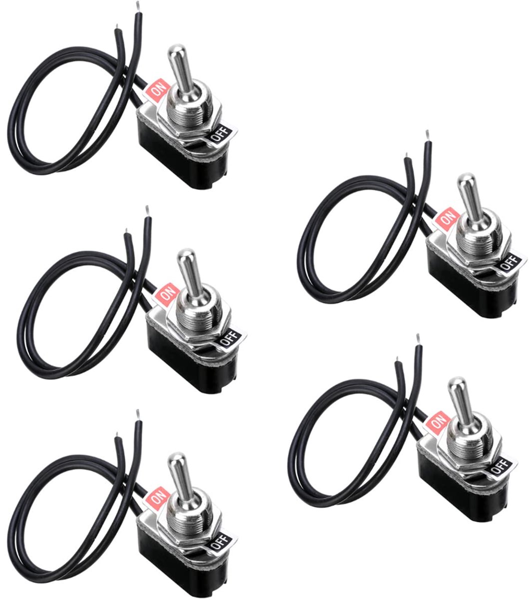 Dailygoods - Auto-tuimelschakelaar - Mini waterdichte schakelaar - Voorbedraad en gebruiksvriendelijk - 5 stuks - 2-pins - Geschikt voor auto en...