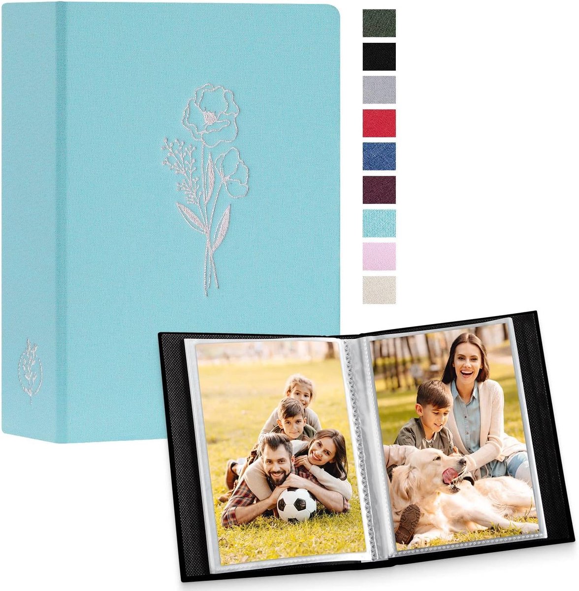 Dailygoods- Fotoalbum 100 Foto's - 2 Stuks - Insteekalbum - Linnen Cover - 6x4 Pockets - 17x13x5 cm - Zuurvrij en Stofdicht - Fotoboek