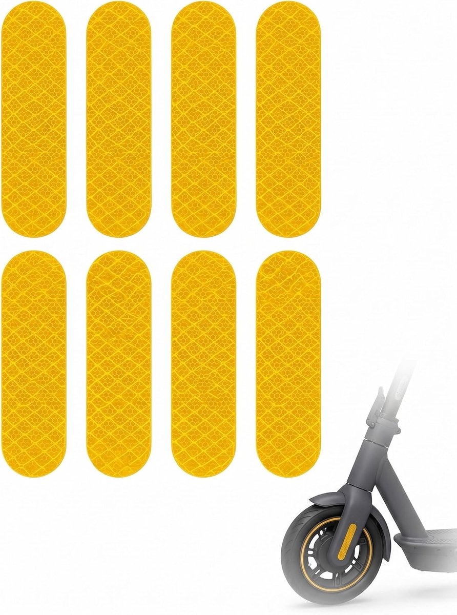 stickers voor Max G30 scooter, 8 stuks, felgeel, pvc, achterwaarts en waterdicht, volledige zichtbaarheid voor nachtelijke ritten