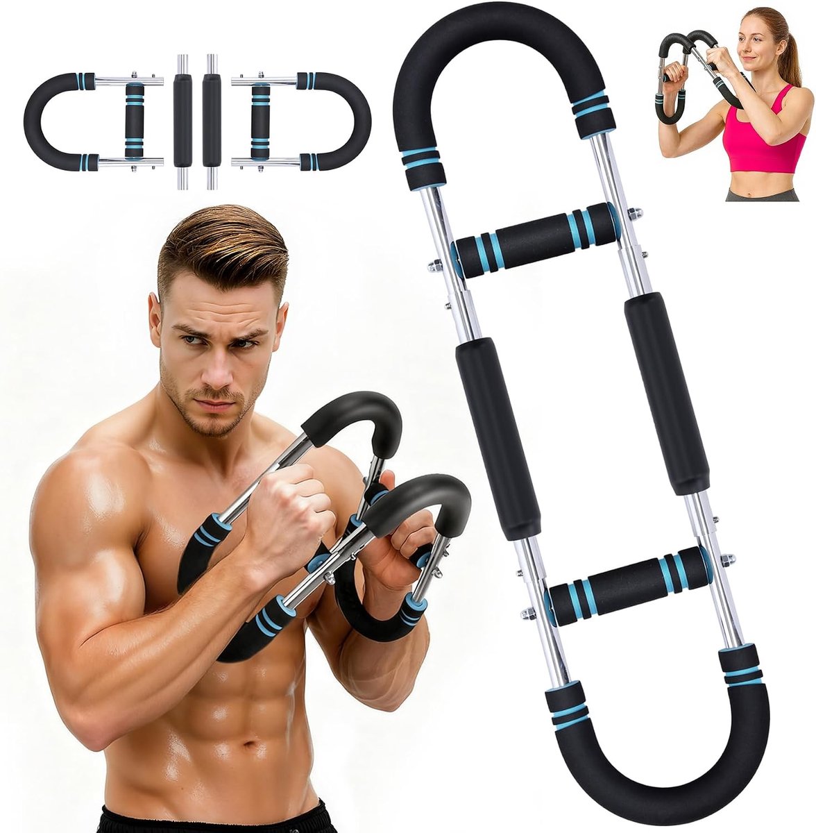 Twister Arm Trainer, trainingsapparaat voor het bovenlichaam gericht op borst, schouders en biceps.