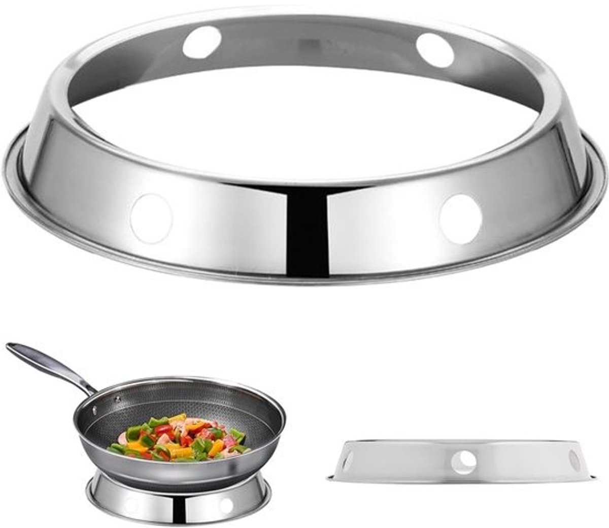 Wok Ring - Wokhouder - Stabiel Koken - Roestvrij Staal - 28 cm Diameter