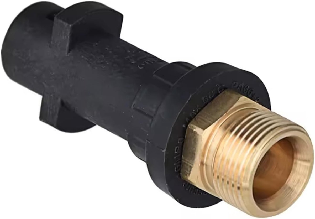 Hoge drukreiniger adapter voor uitlaatdruk, M22 aansluiting, binnenopening 14 mm, geschikt voor Karcher K2 t/m K7, met 1.5 mm gaasfilter