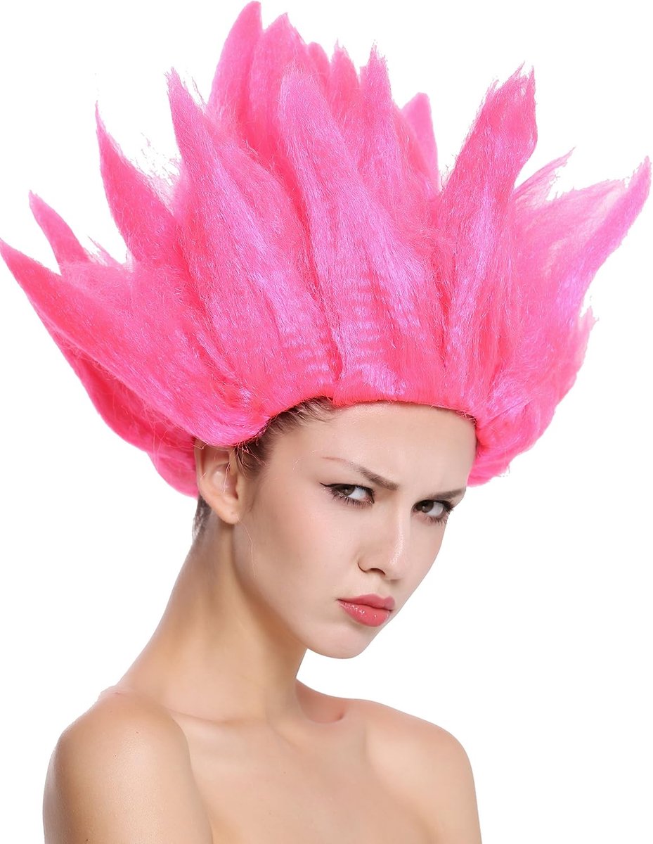 Pruik voor dames en heren, Carnaval, Halloween, Cosplay, Bloem, Tulp, Fee, Elf, Roze, Roos, Toupeerd