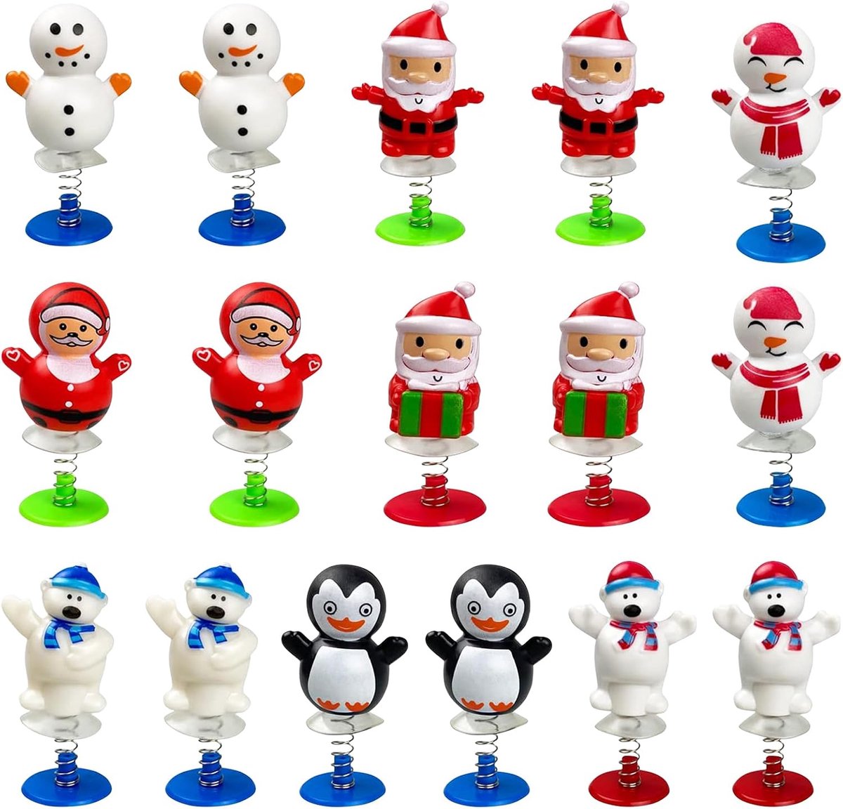 speelgoed, 16 stuks veerspeelgoed, Kerstmis pop-up speelgoed, Roly Poly Wobbler speelgoed, Spring Launchers Toys, Kerstmis gastgeschenken cadeautje kinderverjaardag