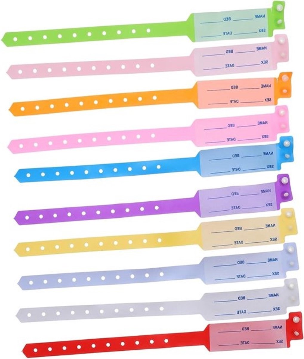 Identificatie Polsbandjes - Polsbandjes - Patiënt Identificatie - Comfortabel Zacht Materiaal - 100 Stuks - Diverse Kleuren