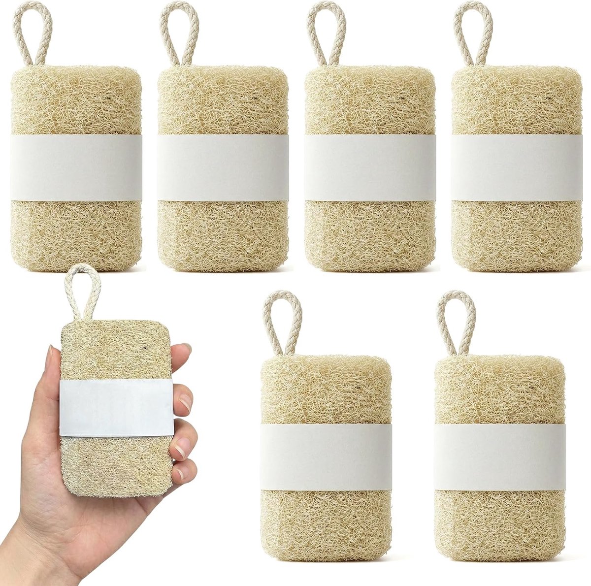 6 stuks biologische loofa-spons, biologische keukenspons, composteerbaar, biologisch afbreekbaar en composteerbaar, voor keuken en reiniging
