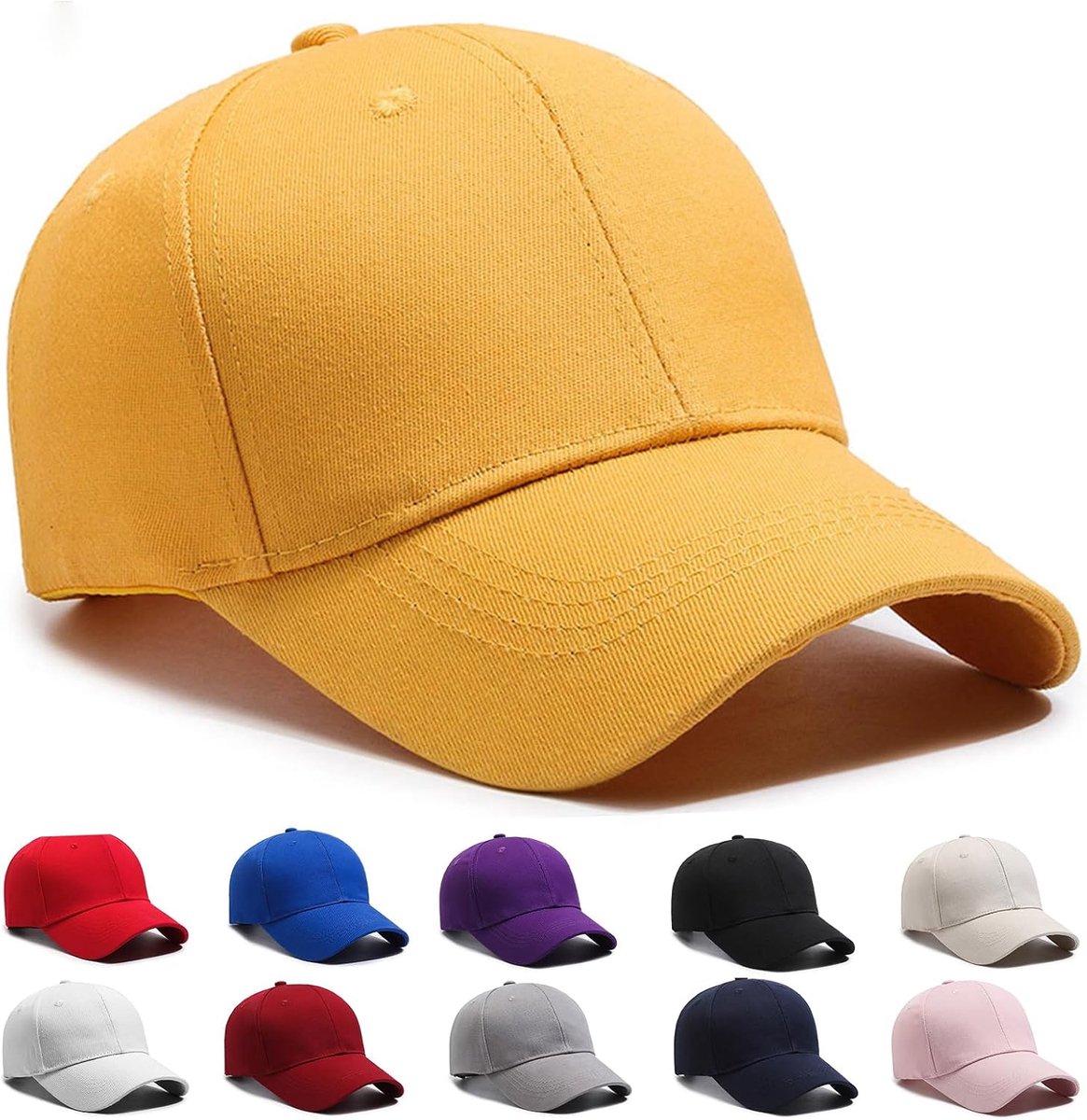 Baseballpet, Baseballpet voor dames en heren, Verstelbare klep, 100% katoen, Effen kleur, One size, Outdoor, Sport, Reizen