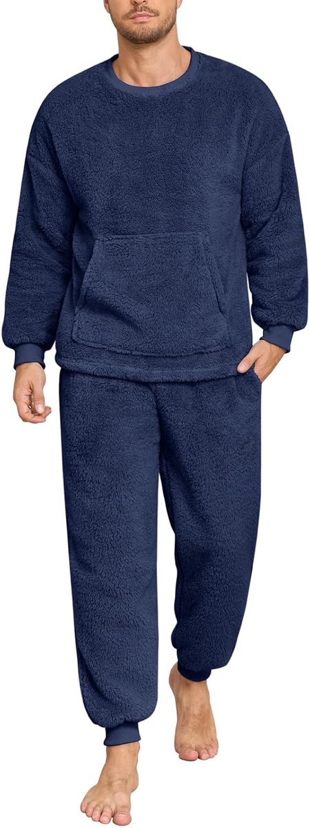 Heekpek Pyjama voor heren, wollige winterpyjama, warme pyjamaset