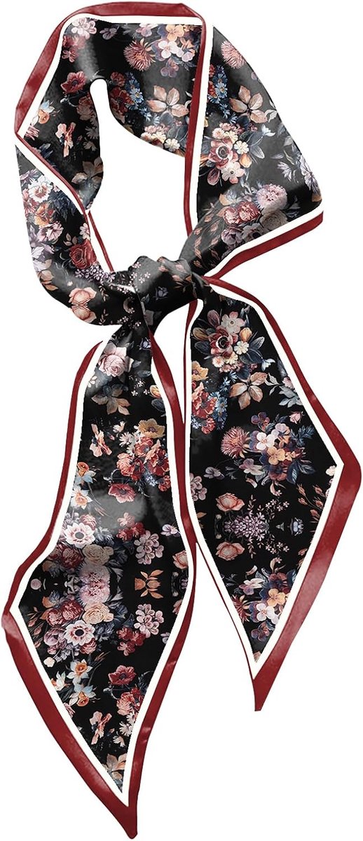 Haarsjaal voor dames, lange zijden sjaal (150 x 17 cm), voor haar, handtasdecoratie, vintage, schattig design voor vrouwen en meisjes