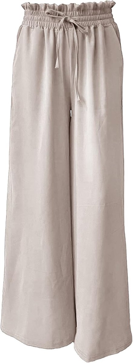 Palazzo-broek met wijde pijpen, elastische taille, casual lange broek