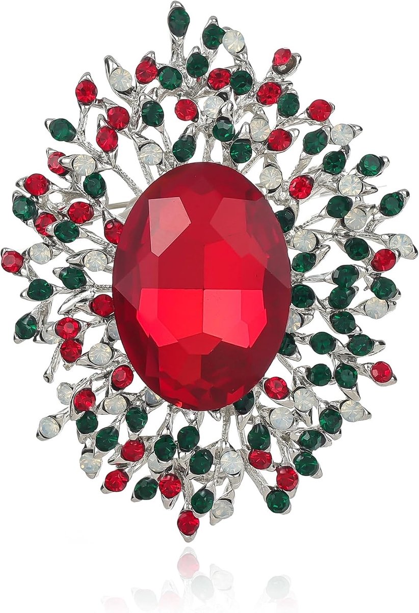 Bloemenvorm rood kristal broche voor dames en meisjes, modieuze sieraden en cadeau