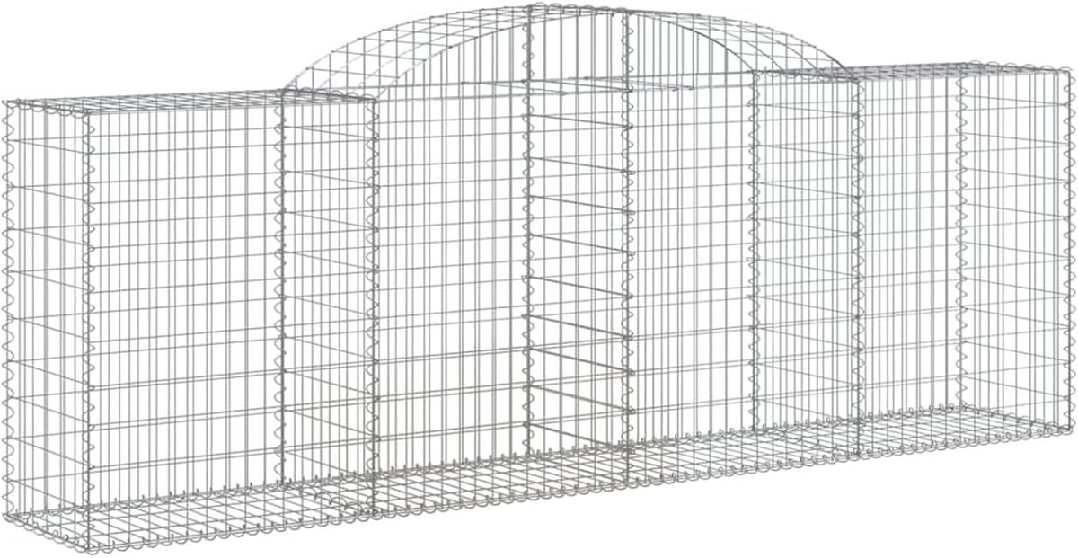Schanskorf met hoge boog 300x50x100/120 cm gegalvaniseerd ijzer, schanskorven schanskorven draadmand muur voor inkijkbescherming muur buiten 153515