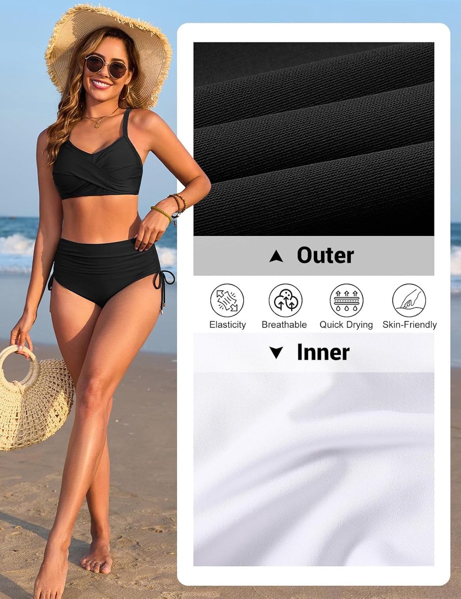 bikiniset sexy V-hals hoge taille bikini broekje trekkoord buikweg badpak zomer badmode tweedelig badpak