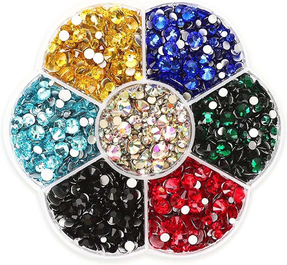 2080 stuks hotfix strass hot fix strass kralen 7 maten 0,15 - 0,48 cm strass om op te strijken voor kleding, hotfix strass om op te strijken voor kleding, schoenen, knutselgeschenken