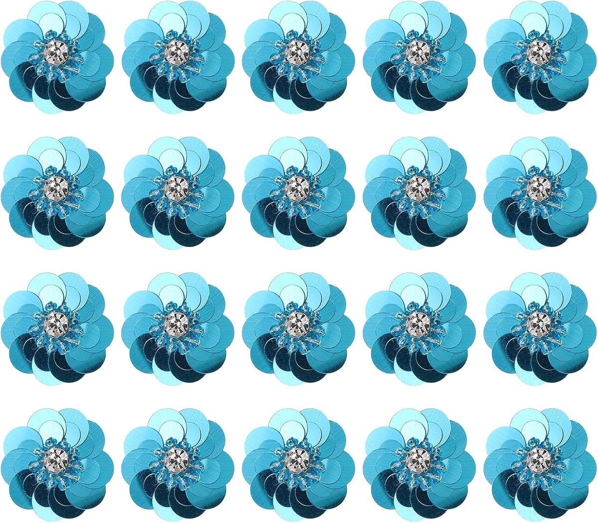 20 stuks applicaties bloemen 3 cm om te knutselen blauw zee