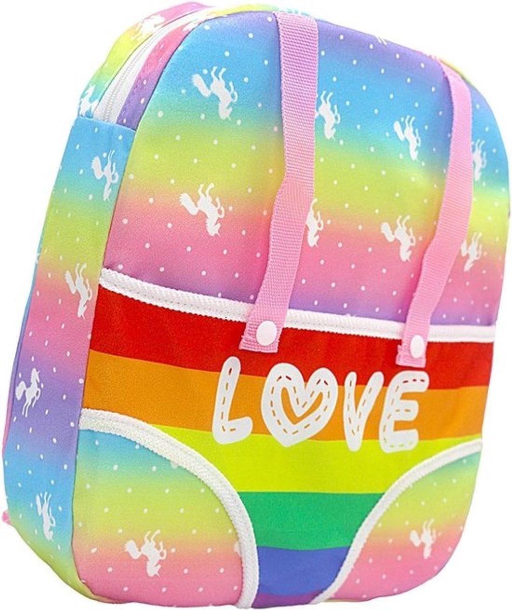 Poppendrager - Draagzak - Familie Reizen - Verstelbare Banden - 26x28 cm - regenboog