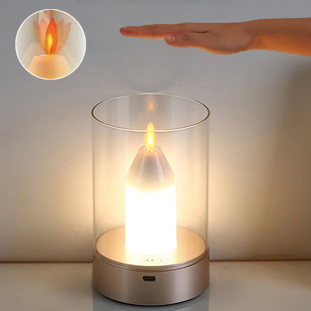 Draadloze Kaarslamp - Nachtlamp Met Gebarenbediening - Vlamloze Kaarslamp - Decoratieve Lamp Voor Slaapkamer En Restaurant