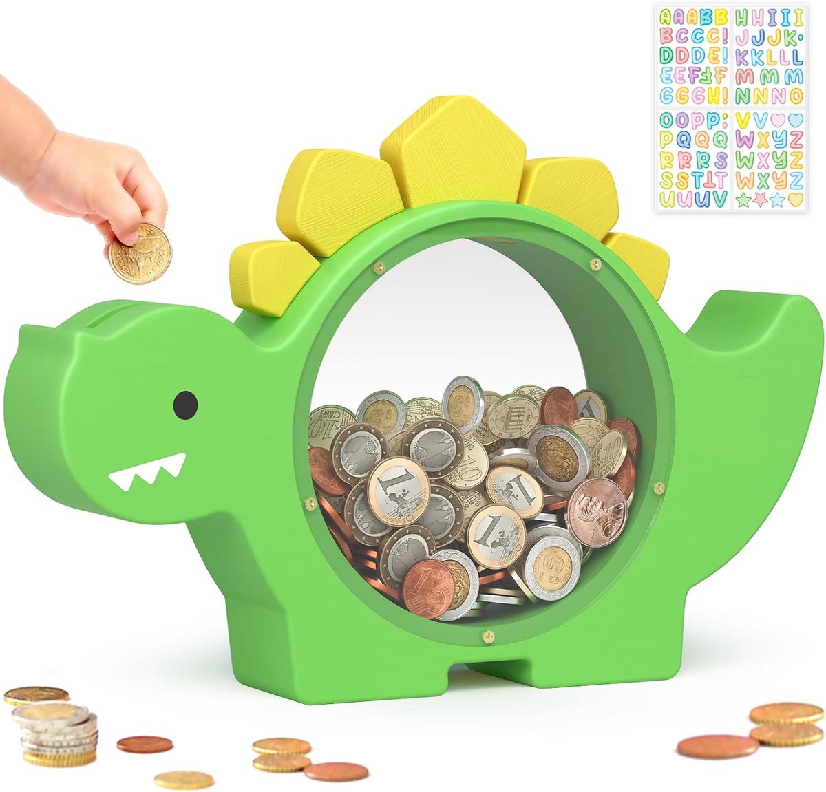 Houten dinosaurus spaarvarken voor kinderen jongens, schattige houten dino-geldbank voor peuters, creatieve spaarpot, gepersonaliseerd cadeau voor kinderverjaardag en decoratie (groen