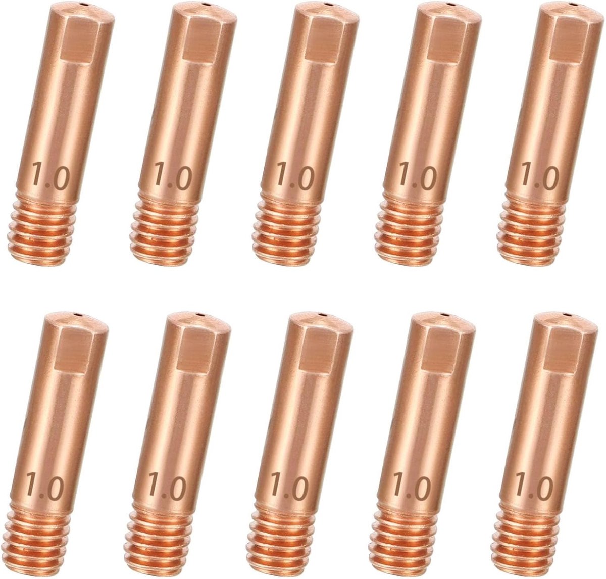 Set van 10 koperen MIG-soldeerdoppen 1mm, contactdoppen voor MIG/MAG lasapparatuur, vervangingsonderdelen voor laspistolen