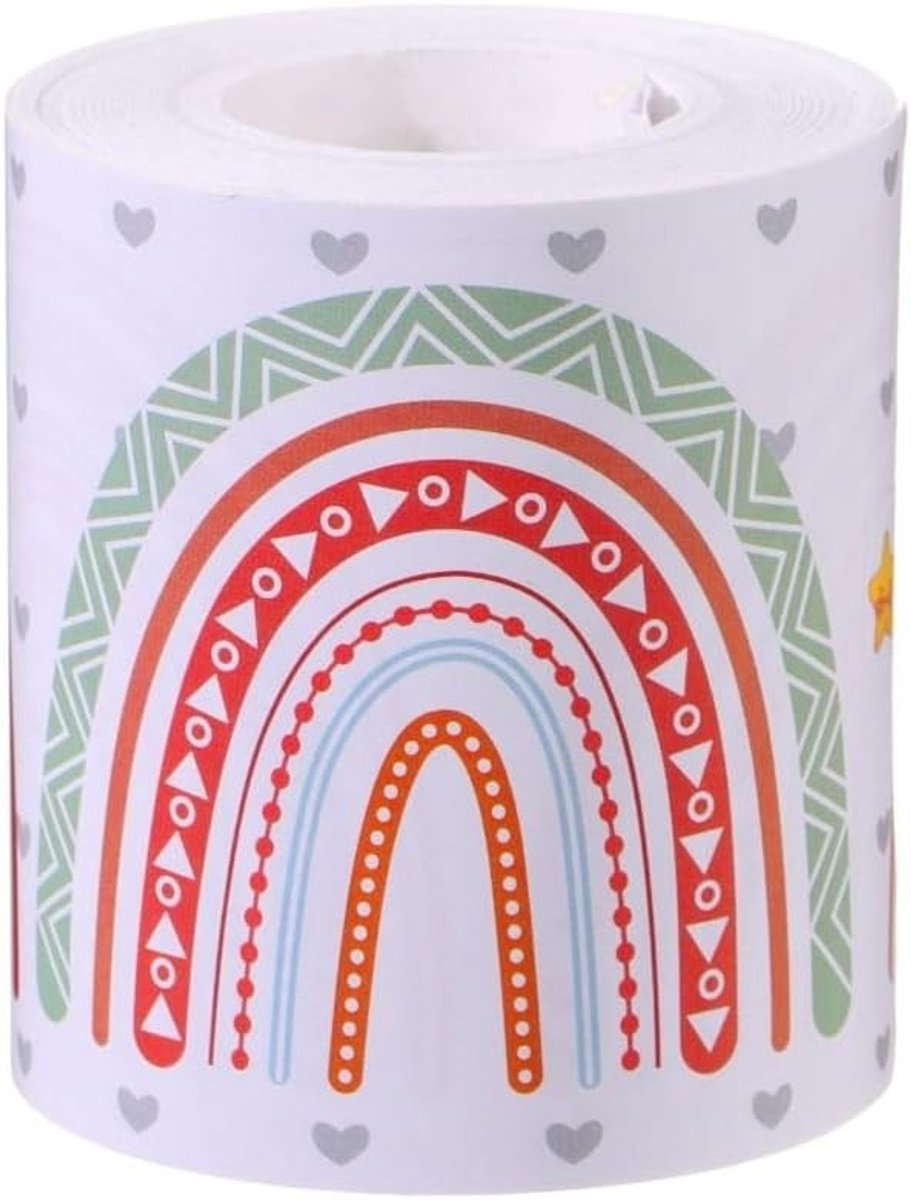 Kleurrijke Regenboog Borderrand Sticker van 7.6CM x 20M voor Kantoor en Schoolborden, Perfect voor Decoratie en Creatieve Projecten