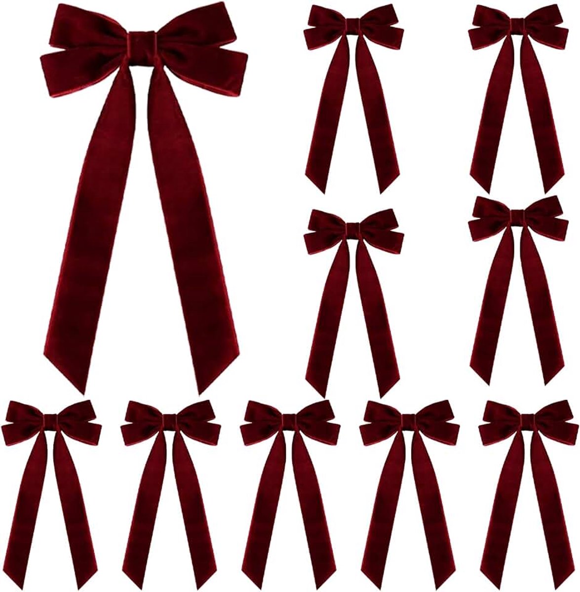 Kerststrikken van rood fluweel - bordeaux, dubbel, groot (10)