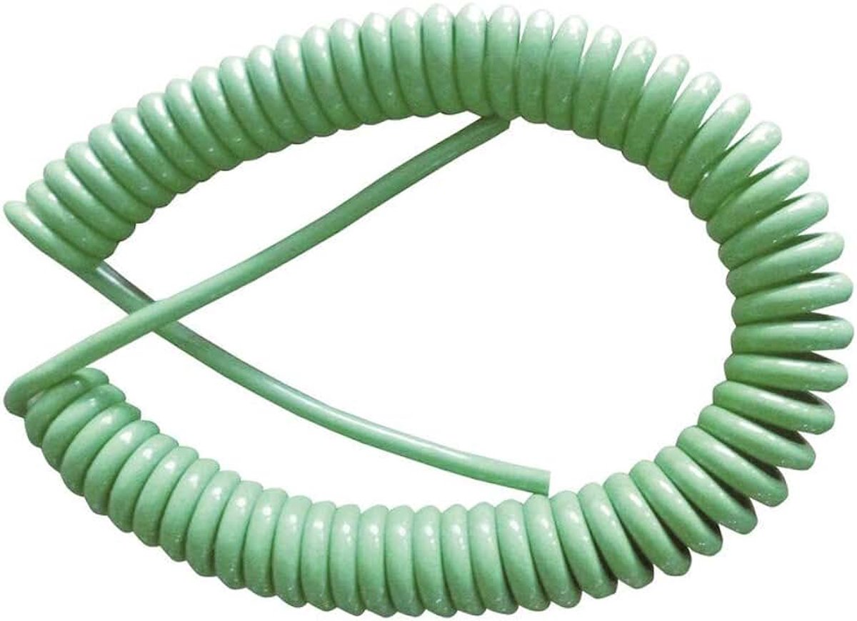 Slangverlenging, 5 meter (50 cm gerold), kleur groen. Perfect voor meerdere toepassingen en toepassingen. Het flexibele ontwerp maakt het ideaal voor verschillende taken.