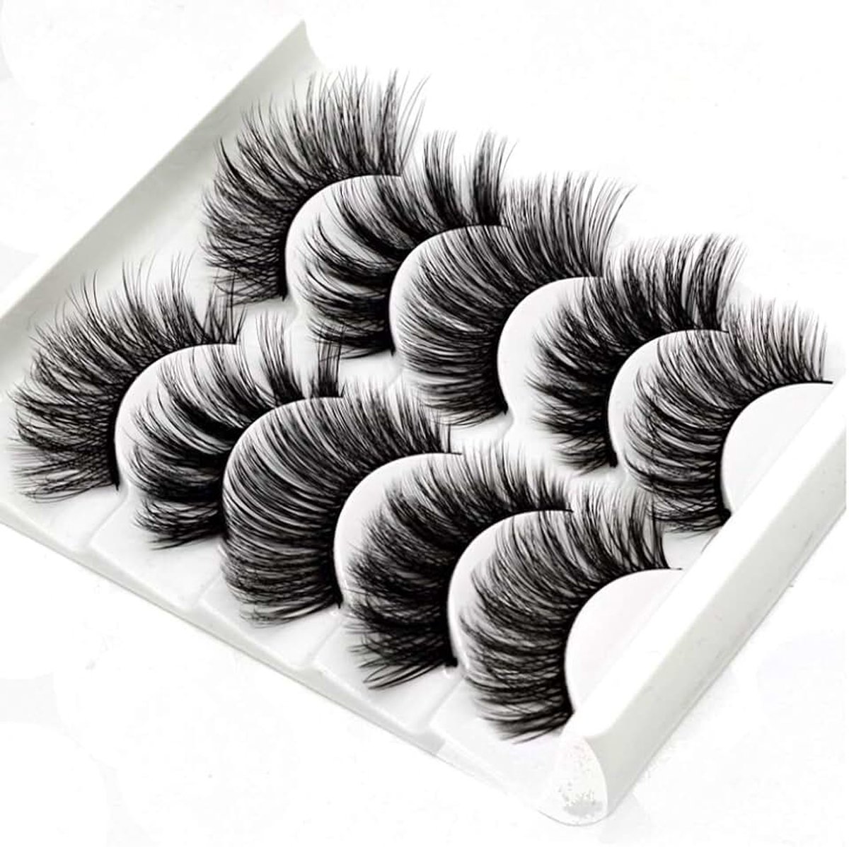 Wimpers Elocoise 5 paar 3D oogwimpers Herbruikbare lange handgemaakte kunstwimpers voor oogmake-up (3D-55)